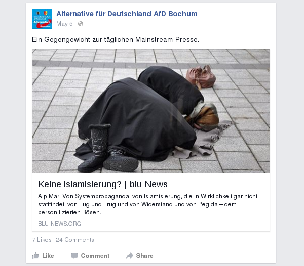 Blu-News wird auch gerne mal geteilt - Kein Wunder bei den Personalüberschneidungen der Bochumer AfD